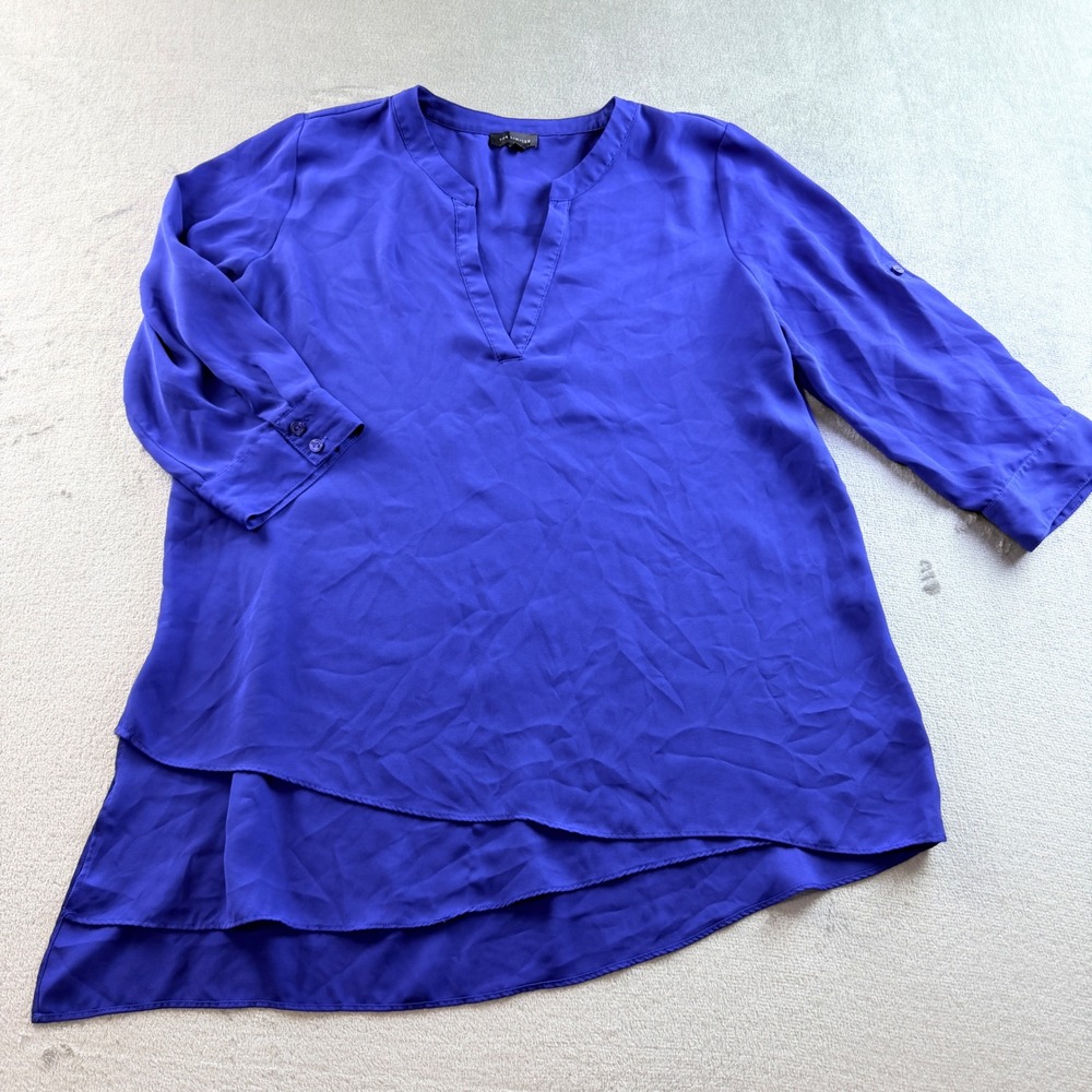 The Limited Women's Large Royal Blue V-Neck Asymmetrical Layered Blouse